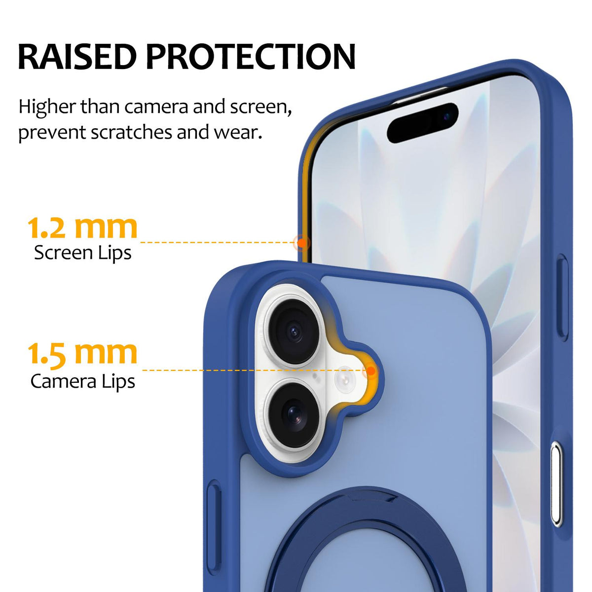 For iPhone 17 Skin Feel Revolving Kickstand Magnetic Phone Case - Blue - EDA009937104A