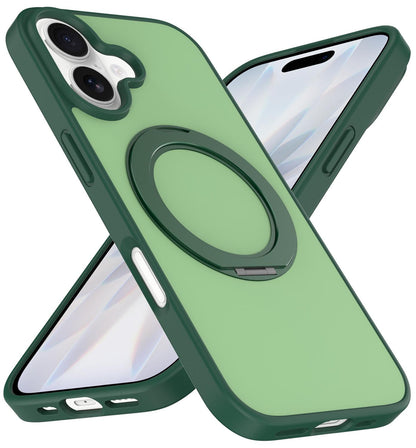 For iPhone 17 Skin Feel Revolving Kickstand Magnetic Phone Case - Green - EDA009937104B