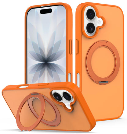 For iPhone 17 Skin Feel Revolving Kickstand Magnetic Phone Case - Orange - EDA009937104C