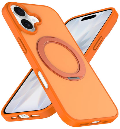For iPhone 17 Skin Feel Revolving Kickstand Magnetic Phone Case - Orange - EDA009937104C