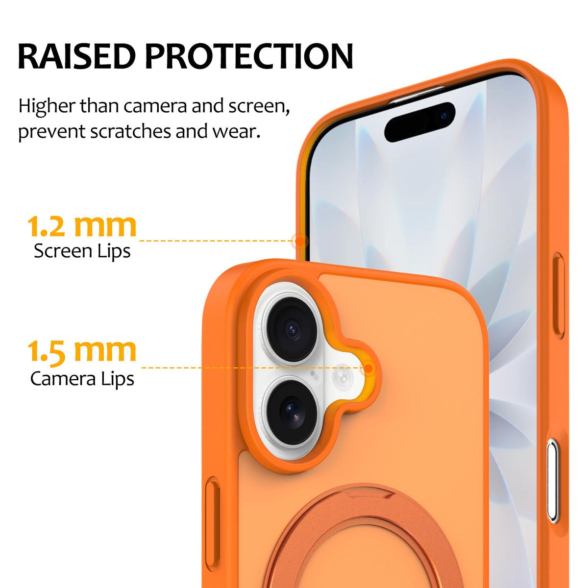 For iPhone 17 Skin Feel Revolving Kickstand Magnetic Phone Case - Orange - EDA009937104C