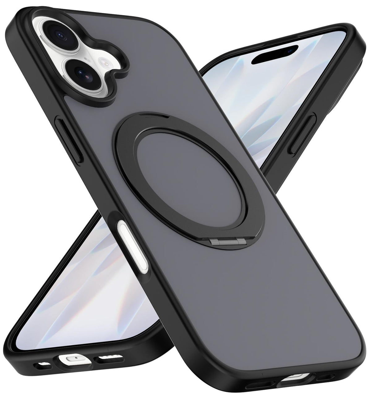 For iPhone 17 Skin Feel Revolving Kickstand Magnetic Phone Case - Black - EDA009937104D
