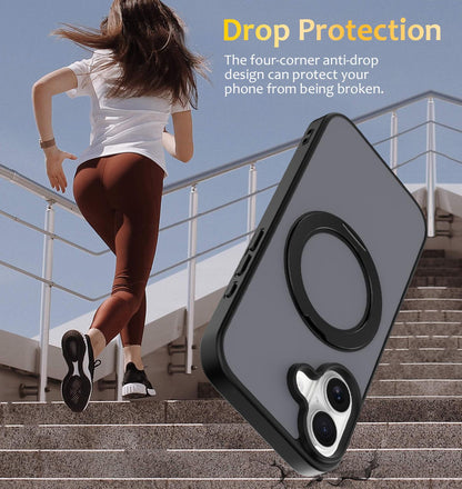 For iPhone 17 Skin Feel Revolving Kickstand Magnetic Phone Case - Black - EDA009937104D