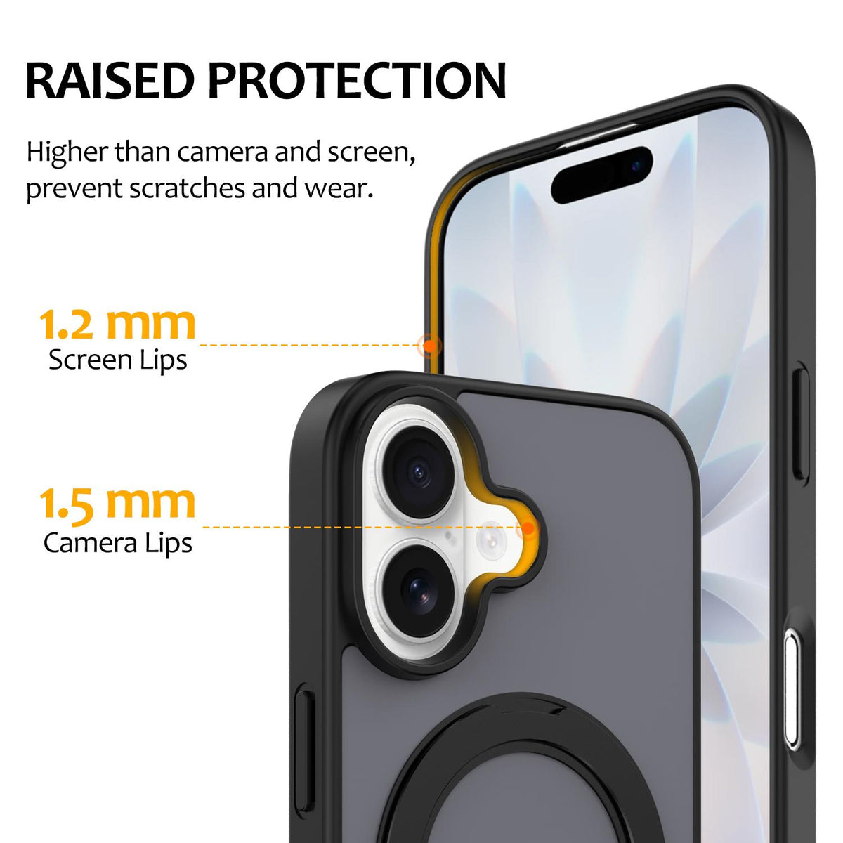 For iPhone 17 Skin Feel Revolving Kickstand Magnetic Phone Case - Black - EDA009937104D