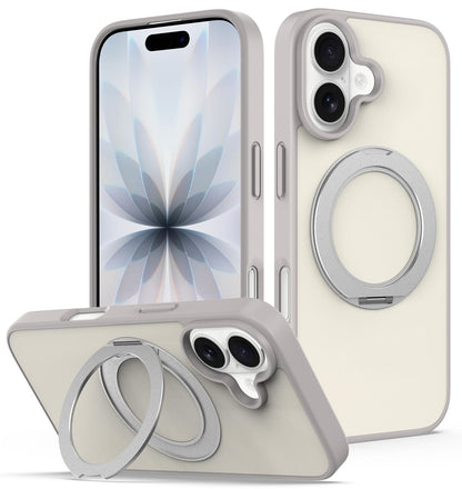 For iPhone 17 Skin Feel Revolving Kickstand Magnetic Phone Case - Grey - EDA009937104E