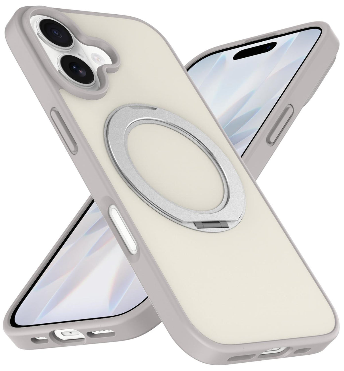For iPhone 17 Skin Feel Revolving Kickstand Magnetic Phone Case - Grey - EDA009937104E