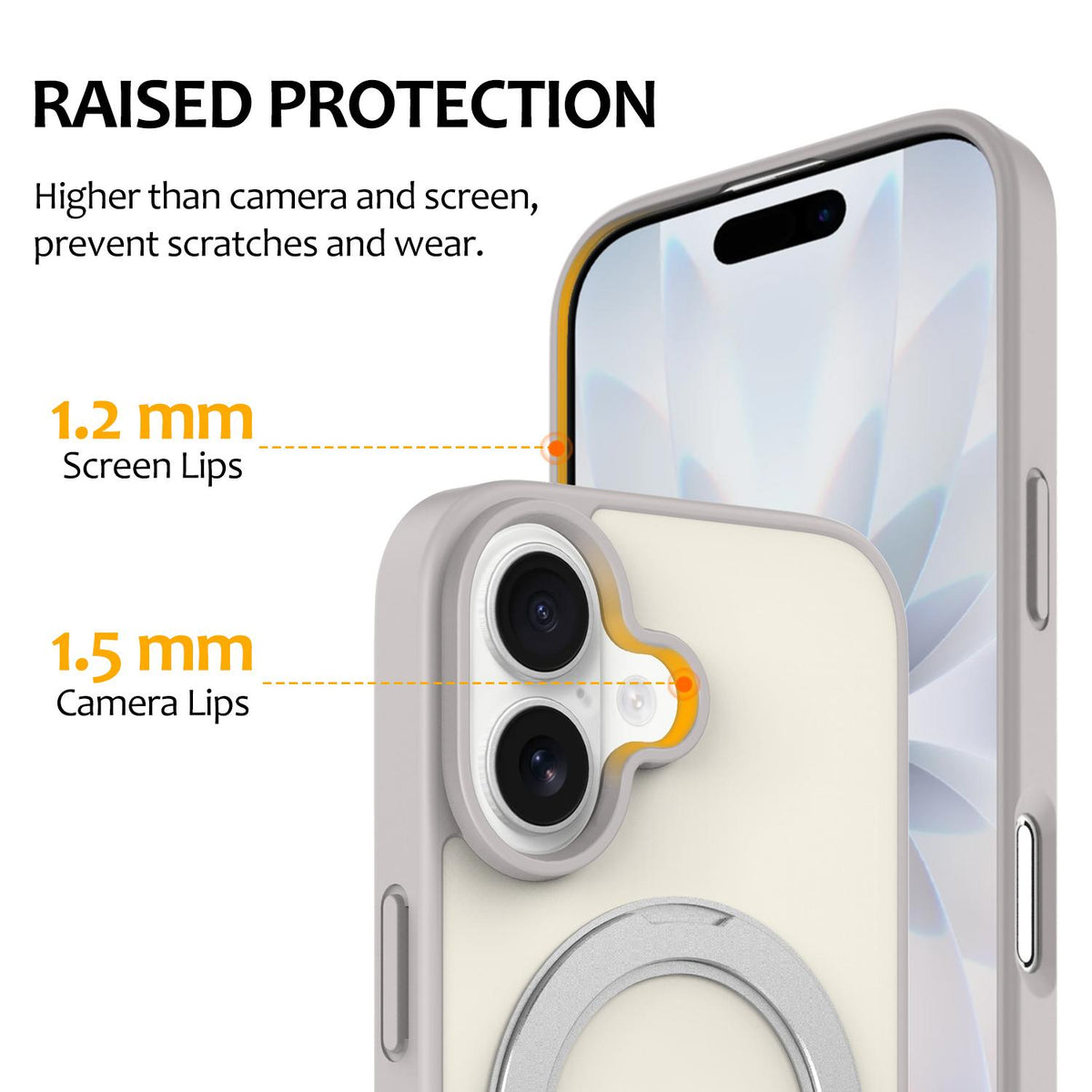 For iPhone 17 Skin Feel Revolving Kickstand Magnetic Phone Case - Grey - EDA009937104E