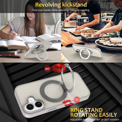 For iPhone 17 Skin Feel Revolving Kickstand Magnetic Phone Case - Grey - EDA009937104E