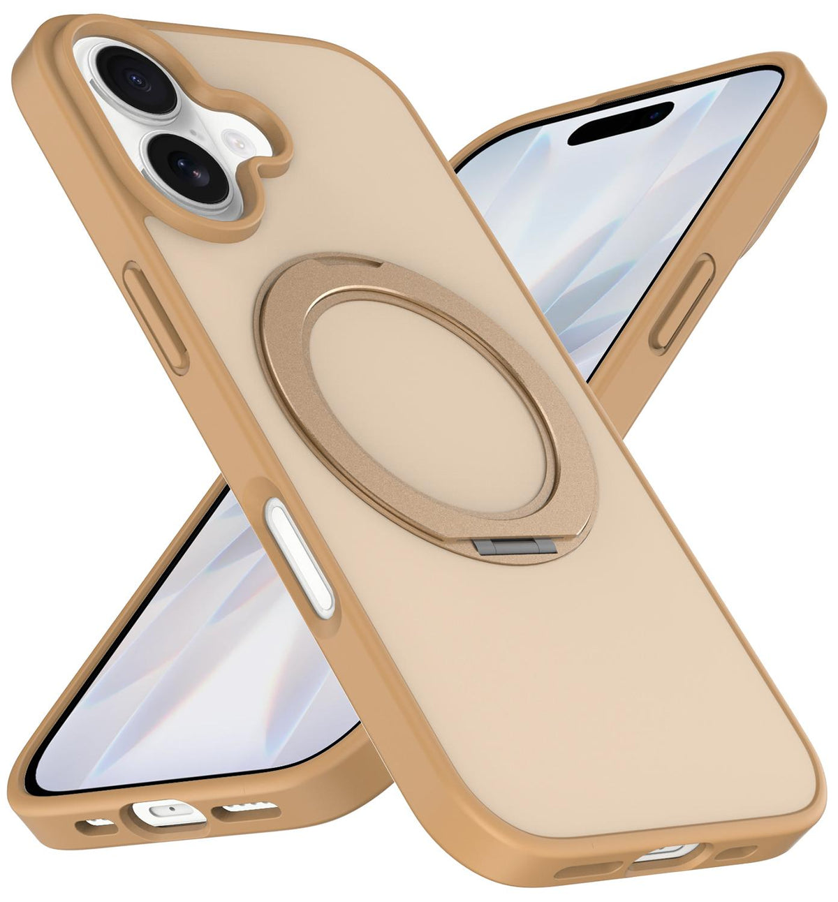 For iPhone 17 Skin Feel Revolving Kickstand Magnetic Phone Case - Gold - EDA009937104F