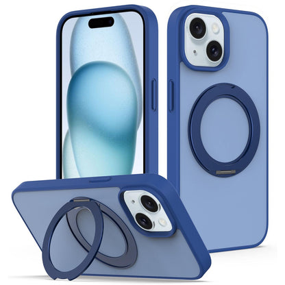 For iPhone 14 / 13 Skin Feel Revolving Kickstand Magnetic Phone Case(Blue)