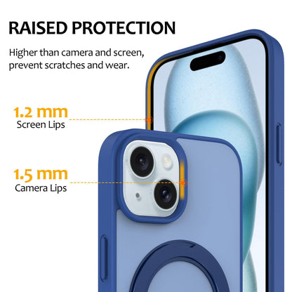 For iPhone 14 / 13 Skin Feel Revolving Kickstand Magnetic Phone Case(Blue)