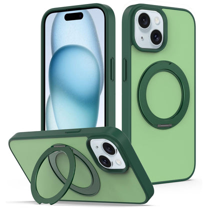 For iPhone 14 / 13 Skin Feel Revolving Kickstand Magnetic Phone Case(Green)