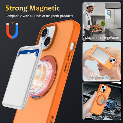 For iPhone 14 / 13 Skin Feel Revolving Kickstand Magnetic Phone Case(Orange)