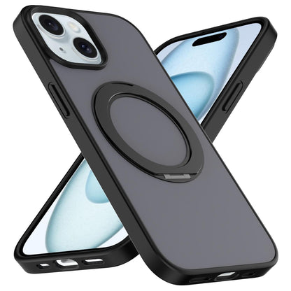 For iPhone 14 / 13 Skin Feel Revolving Kickstand Magnetic Phone Case(Black)