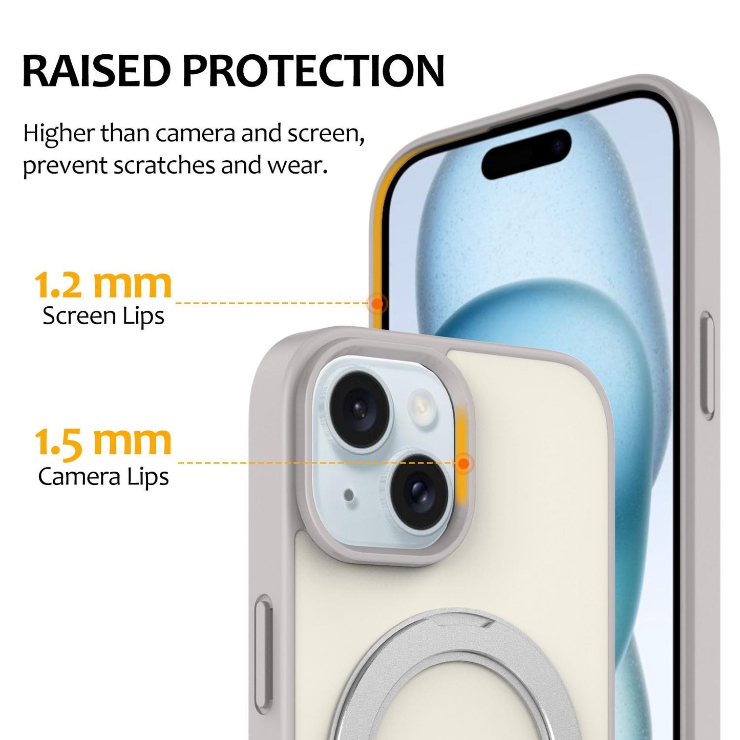 For iPhone 14 / 13 Skin Feel Revolving Kickstand Magnetic Phone Case(Grey)