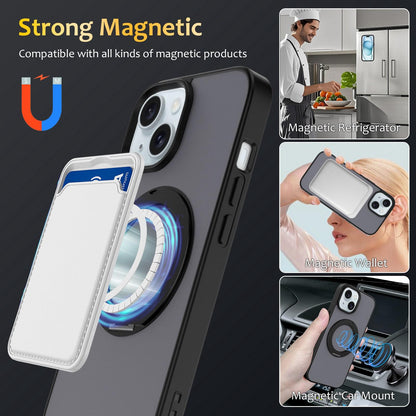 For iPhone 15 Skin Feel Revolving Kickstand Magnetic Phone Case(Black)