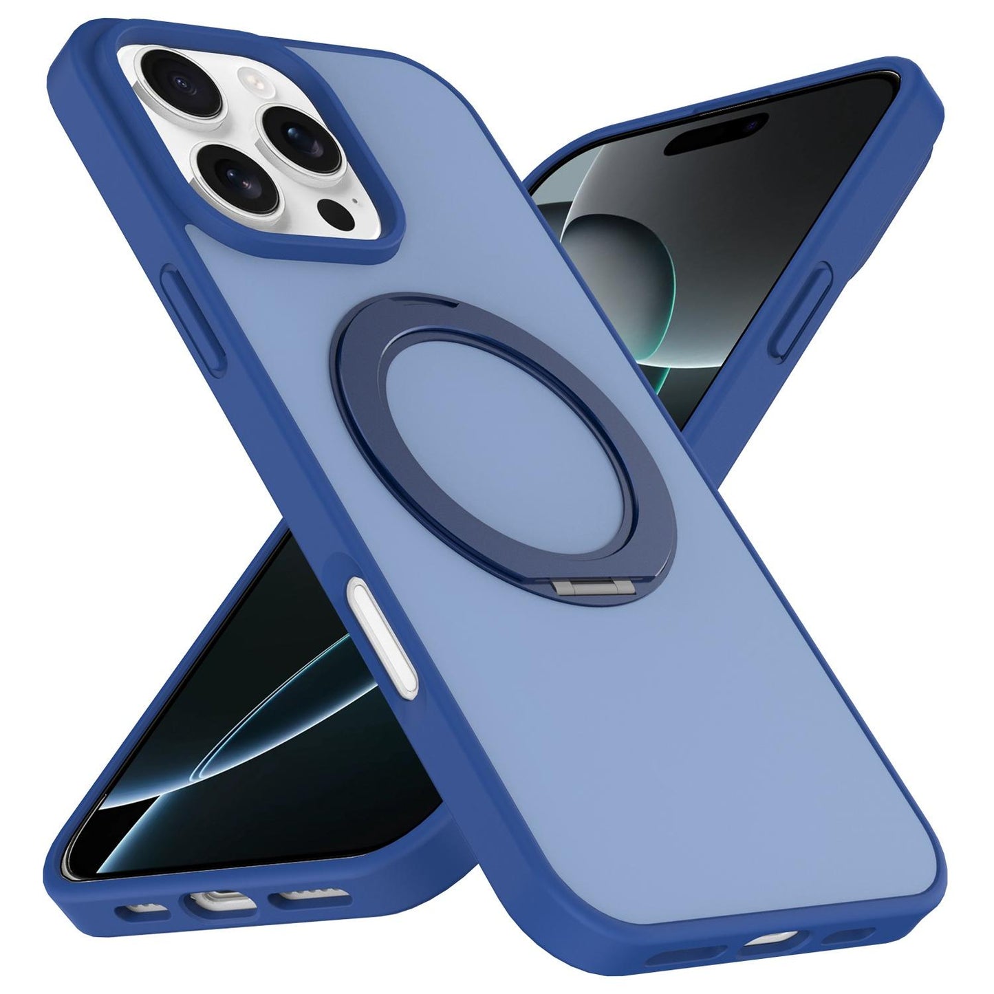 For iPhone 12 / 12 Pro Skin Feel Revolving Kickstand Magnetic Phone Case(Blue)