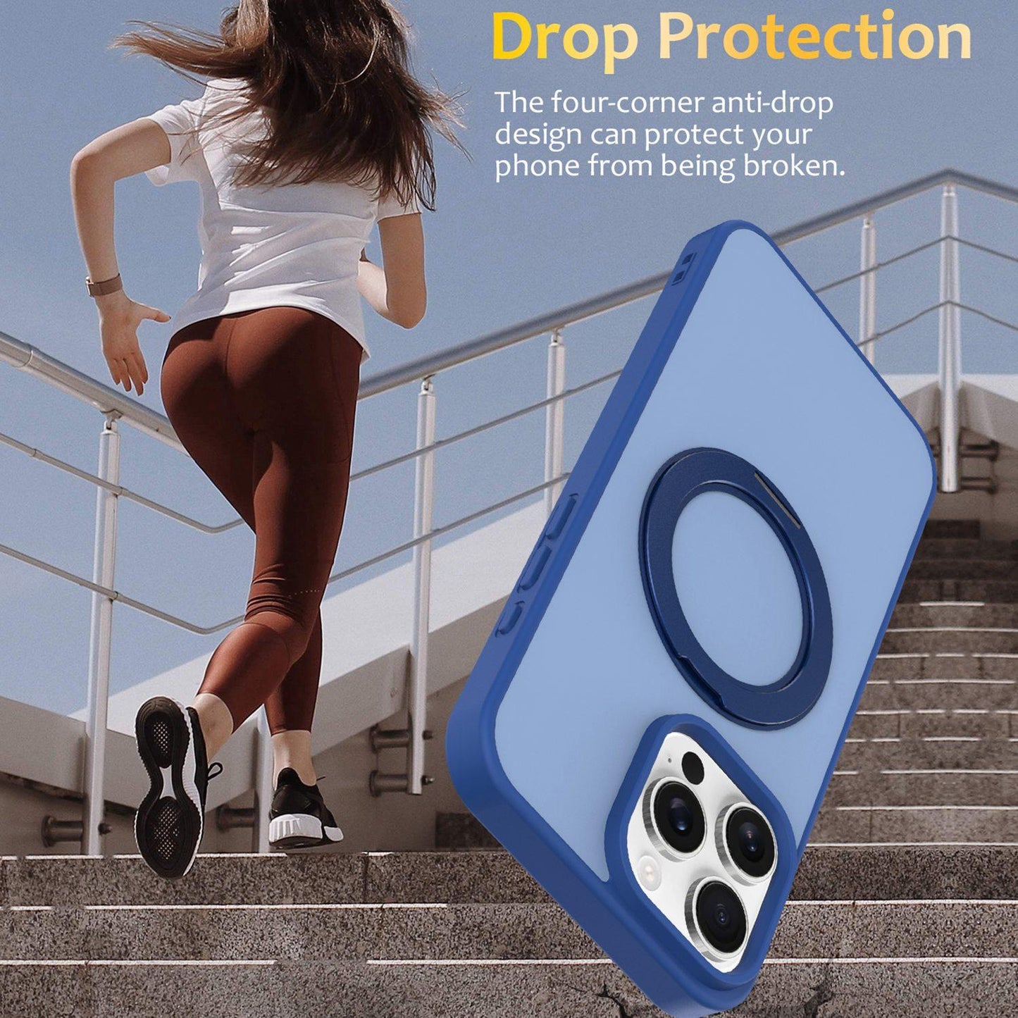 For iPhone 12 / 12 Pro Skin Feel Revolving Kickstand Magnetic Phone Case(Blue)