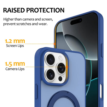 For iPhone 12 / 12 Pro Skin Feel Revolving Kickstand Magnetic Phone Case(Blue)
