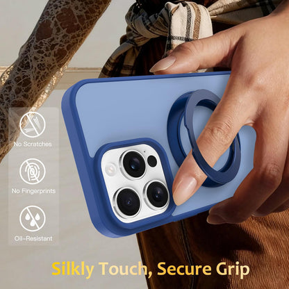 For iPhone 12 / 12 Pro Skin Feel Revolving Kickstand Magnetic Phone Case(Blue)