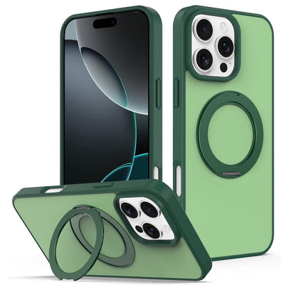 For iPhone 12 / 12 Pro Skin Feel Revolving Kickstand Magnetic Phone Case(Green)