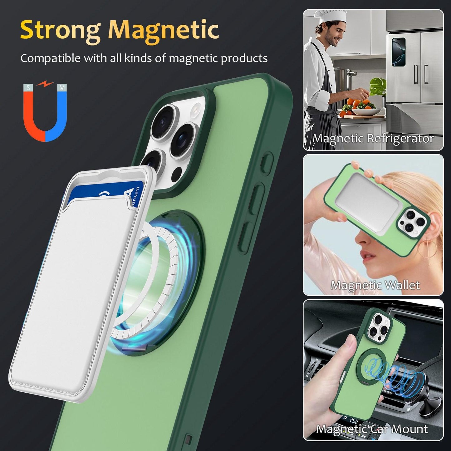 For iPhone 12 / 12 Pro Skin Feel Revolving Kickstand Magnetic Phone Case(Green)
