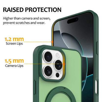 For iPhone 12 / 12 Pro Skin Feel Revolving Kickstand Magnetic Phone Case(Green)