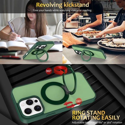 For iPhone 12 / 12 Pro Skin Feel Revolving Kickstand Magnetic Phone Case(Green)
