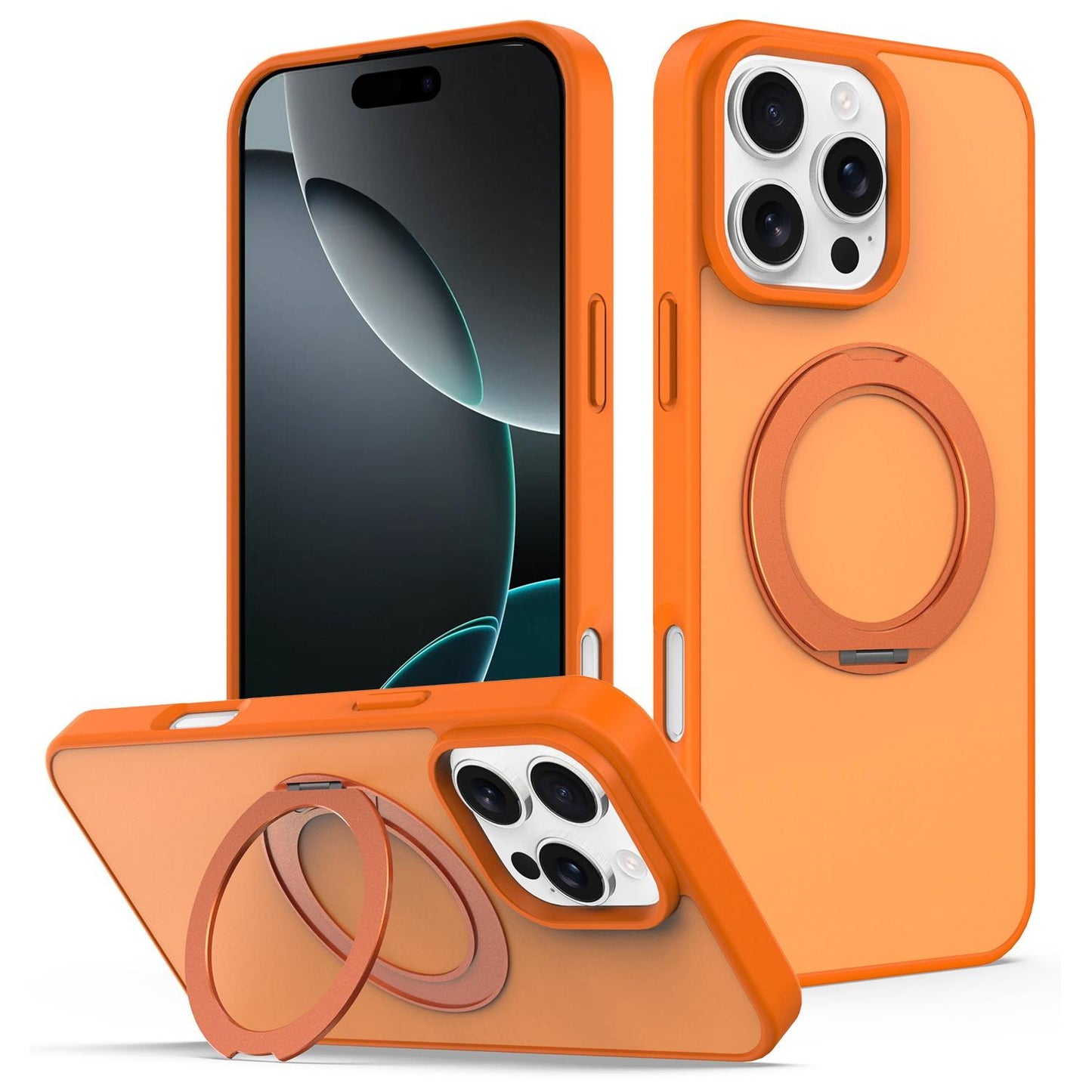 For iPhone 12 / 12 Pro Skin Feel Revolving Kickstand Magnetic Phone Case(Orange)