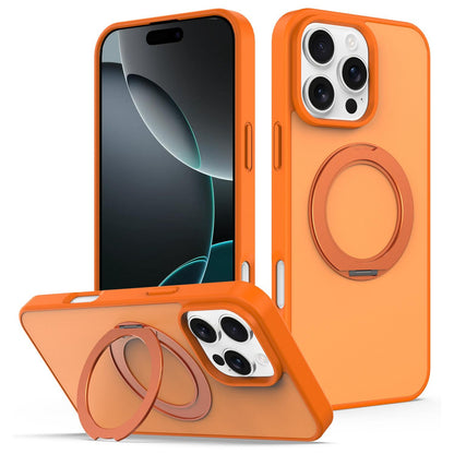 For iPhone 12 / 12 Pro Skin Feel Revolving Kickstand Magnetic Phone Case(Orange)