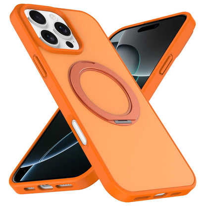 For iPhone 12 / 12 Pro Skin Feel Revolving Kickstand Magnetic Phone Case(Orange)
