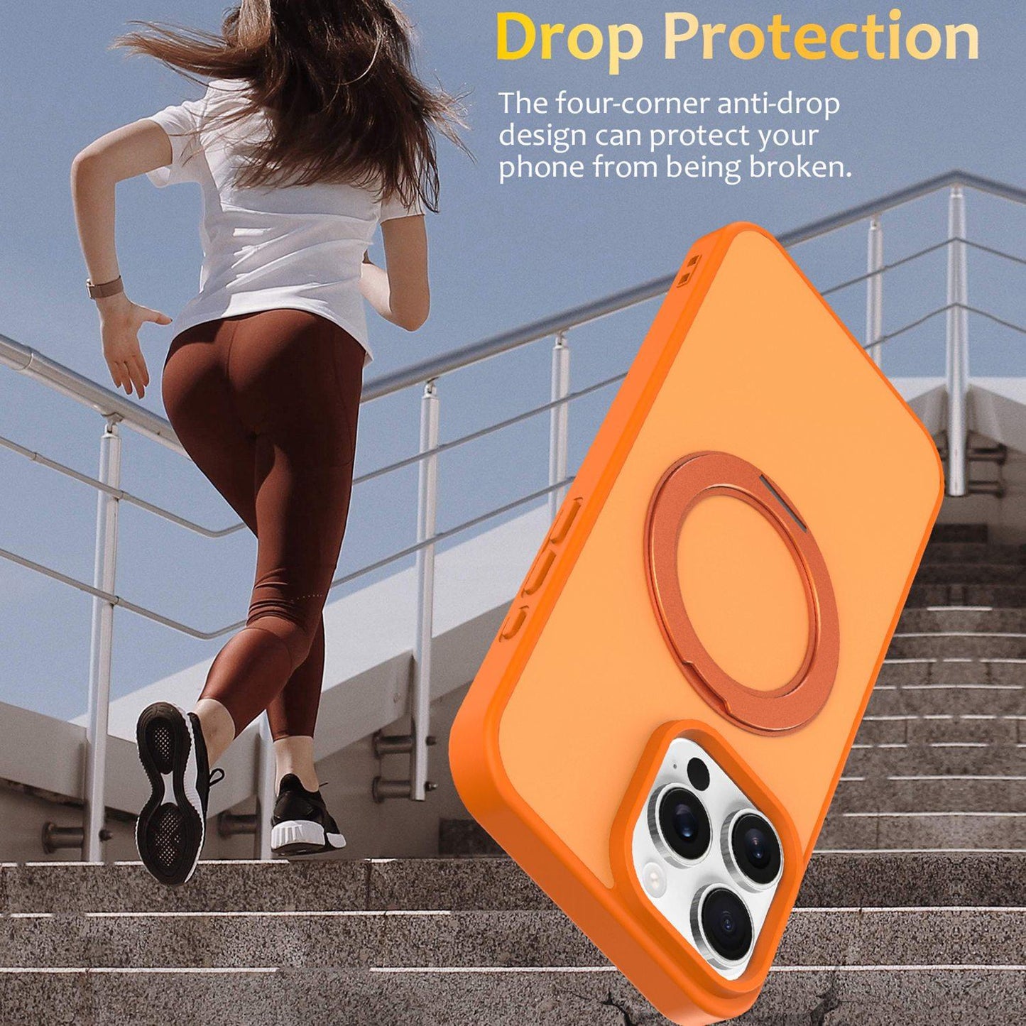 For iPhone 12 / 12 Pro Skin Feel Revolving Kickstand Magnetic Phone Case(Orange)