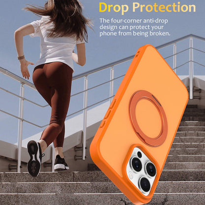 For iPhone 12 / 12 Pro Skin Feel Revolving Kickstand Magnetic Phone Case(Orange)