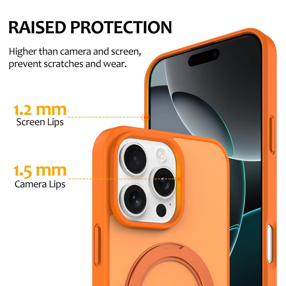 For iPhone 12 / 12 Pro Skin Feel Revolving Kickstand Magnetic Phone Case - Orange - EDA009937114C