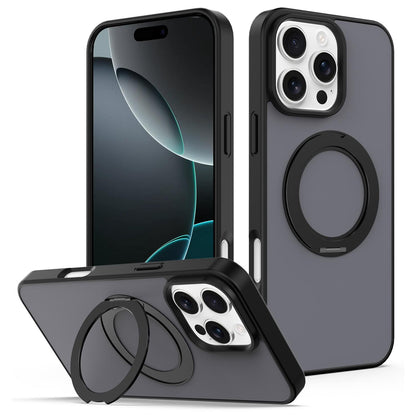 For iPhone 12 / 12 Pro Skin Feel Revolving Kickstand Magnetic Phone Case(Black)