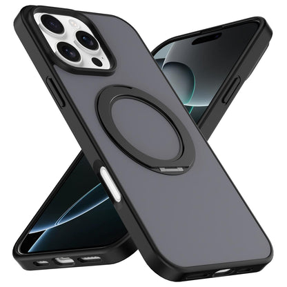 For iPhone 12 / 12 Pro Skin Feel Revolving Kickstand Magnetic Phone Case(Black)