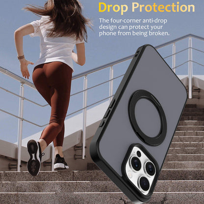 For iPhone 12 / 12 Pro Skin Feel Revolving Kickstand Magnetic Phone Case(Black)