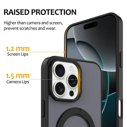 For iPhone 12 / 12 Pro Skin Feel Revolving Kickstand Magnetic Phone Case(Black)