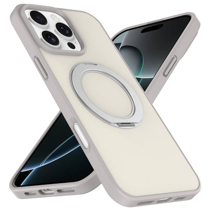For iPhone 12 / 12 Pro Skin Feel Revolving Kickstand Magnetic Phone Case(Grey)