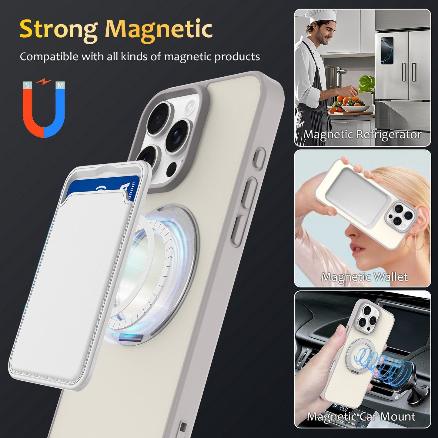 For iPhone 12 / 12 Pro Skin Feel Revolving Kickstand Magnetic Phone Case(Grey)