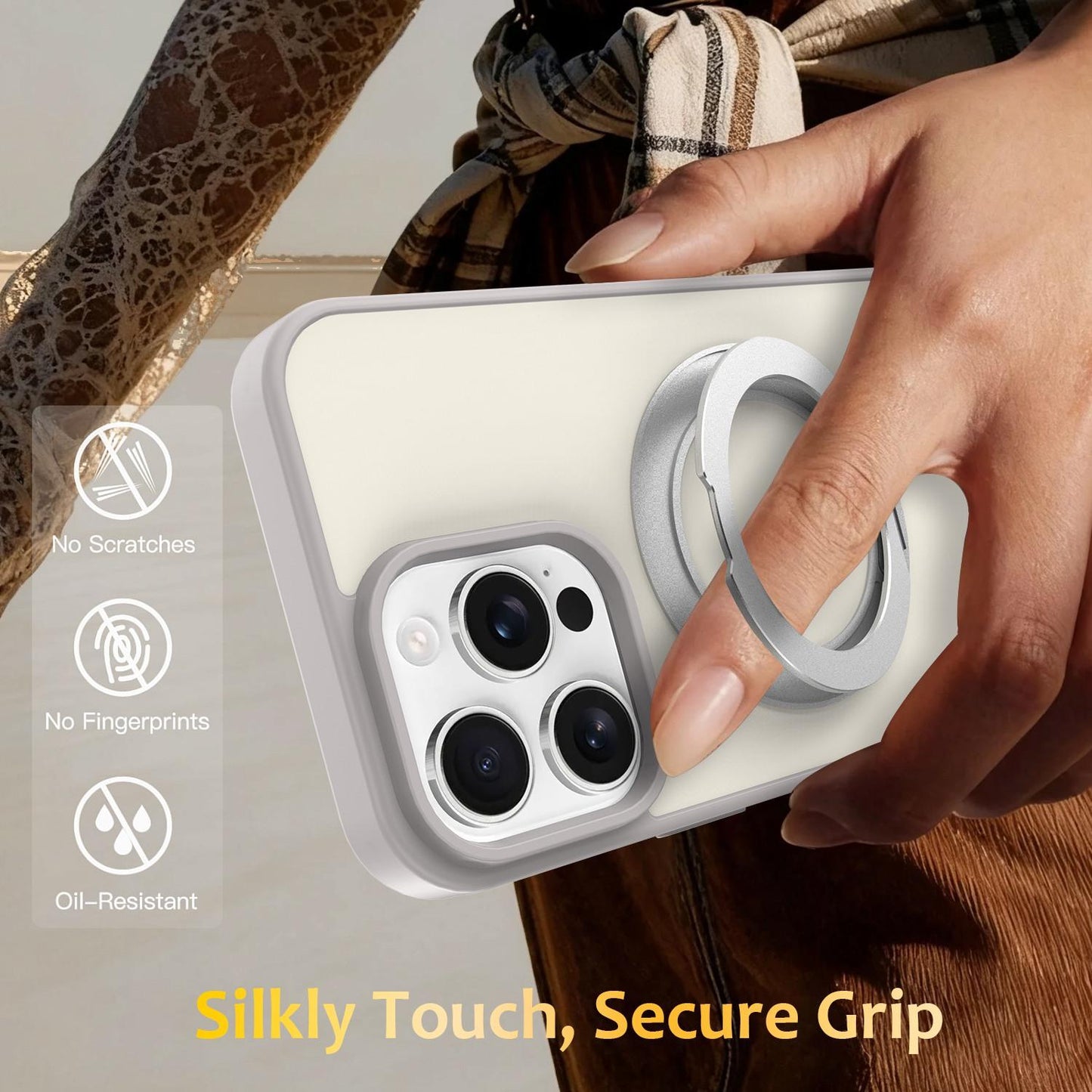 For iPhone 12 / 12 Pro Skin Feel Revolving Kickstand Magnetic Phone Case(Grey)