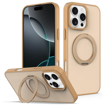 For iPhone 12 / 12 Pro Skin Feel Revolving Kickstand Magnetic Phone Case(Gold)