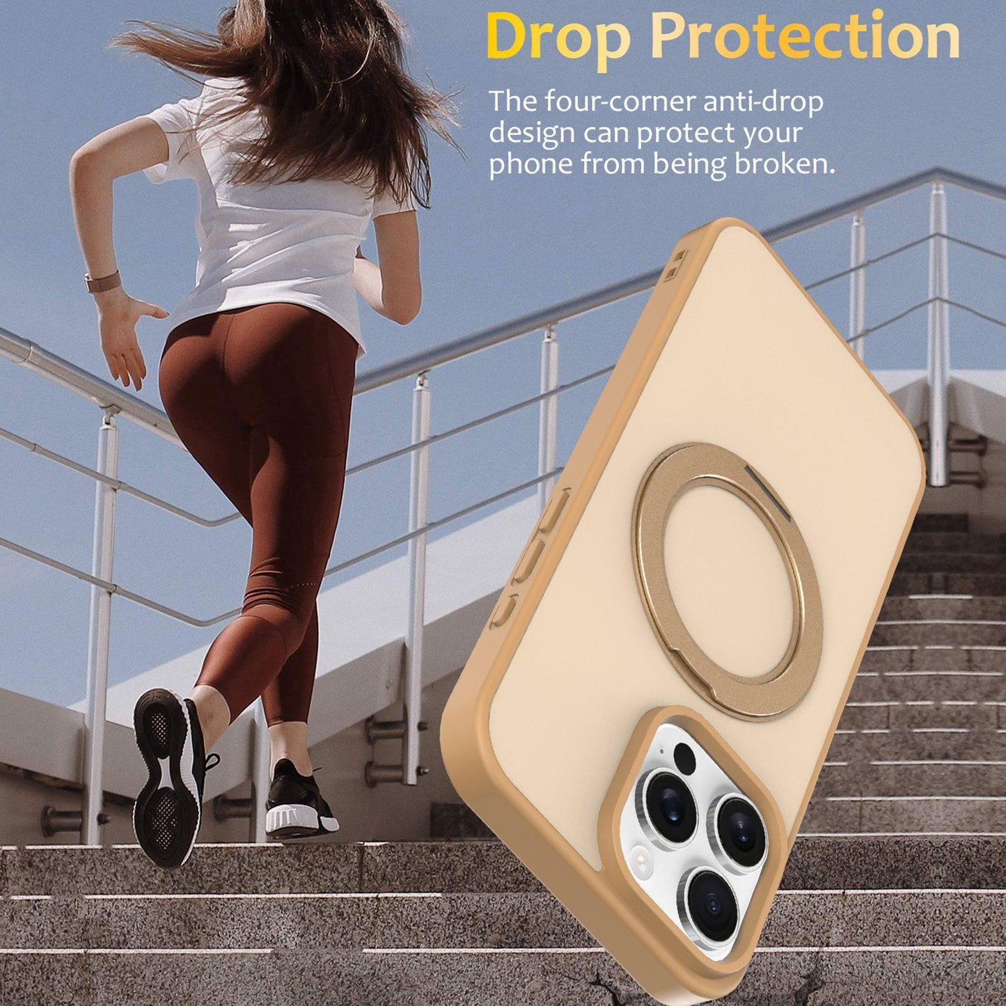 For iPhone 12 / 12 Pro Skin Feel Revolving Kickstand Magnetic Phone Case(Gold)