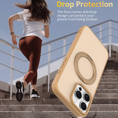 For iPhone 12 / 12 Pro Skin Feel Revolving Kickstand Magnetic Phone Case(Gold)