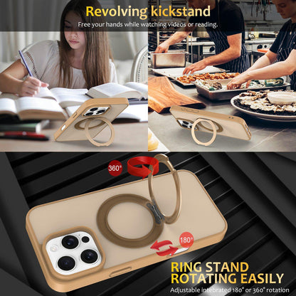 For iPhone 12 / 12 Pro Skin Feel Revolving Kickstand Magnetic Phone Case(Gold)