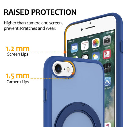 For iPhone SE 2022 / 2020 / 8 / 7 Skin Feel Revolving Kickstand Magnetic Phone Case(Blue)