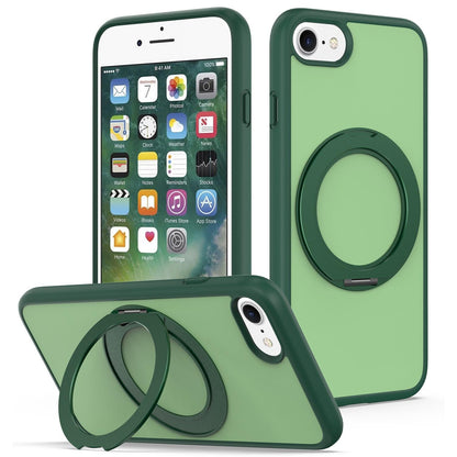 For iPhone SE 2022 / 2020 / 8 / 7 Skin Feel Revolving Kickstand Magnetic Phone Case(Green)
