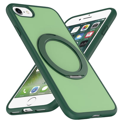 For iPhone SE 2022 / 2020 / 8 / 7 Skin Feel Revolving Kickstand Magnetic Phone Case(Green)