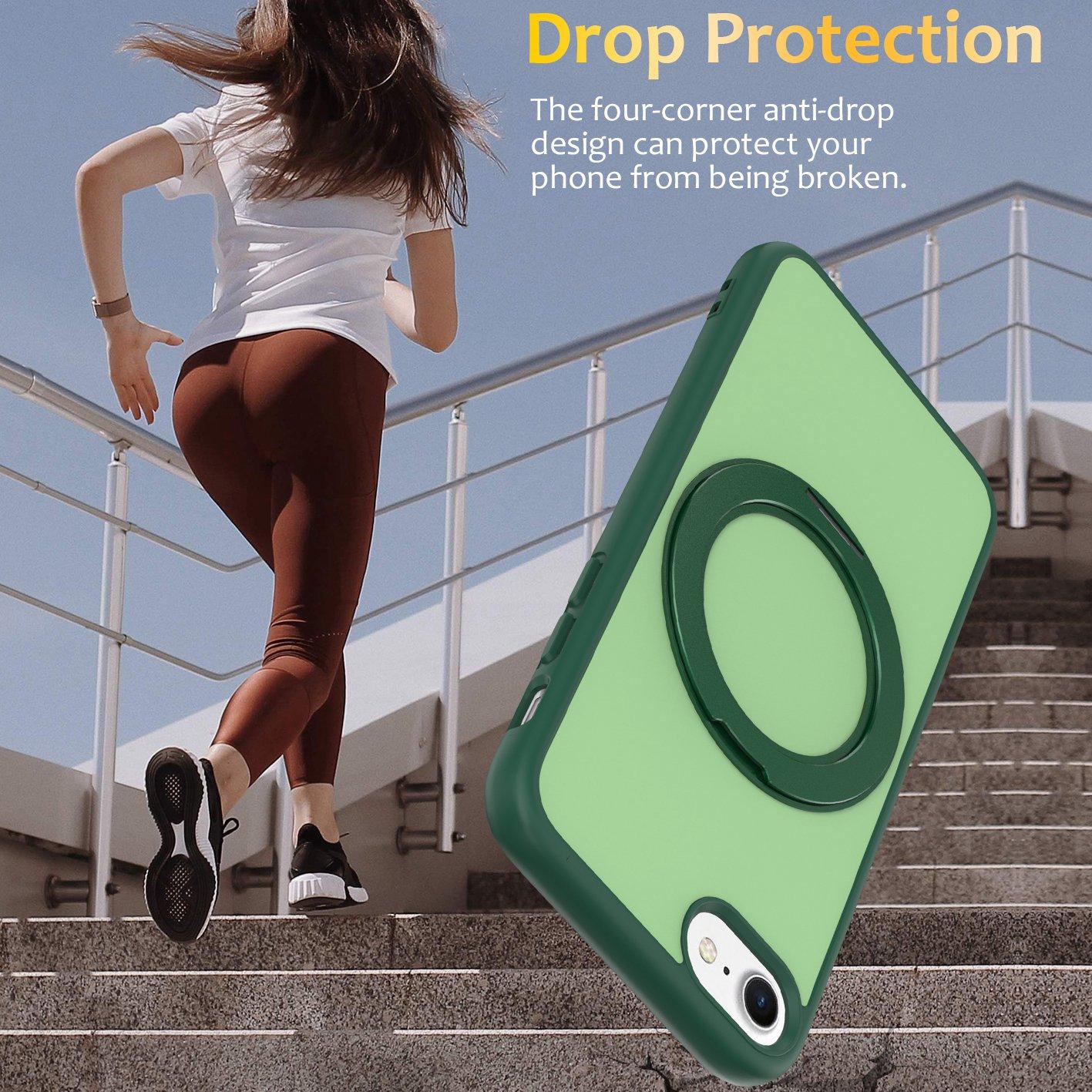 For iPhone SE 2022 / 2020 / 8 / 7 Skin Feel Revolving Kickstand Magnetic Phone Case(Green)