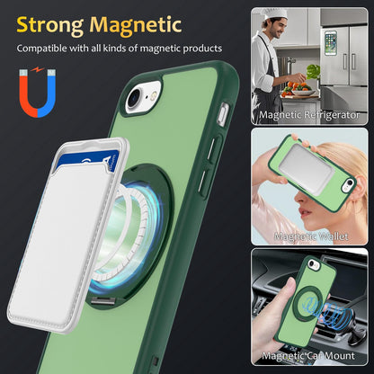 For iPhone SE 2022 / 2020 / 8 / 7 Skin Feel Revolving Kickstand Magnetic Phone Case(Green)